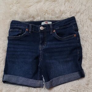 Levi's, Size 8, Kids, Girls,Dark Blue Denim Shorts, Adjustable Waistband